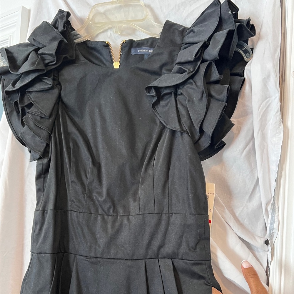 French connection black mini dress with pockets